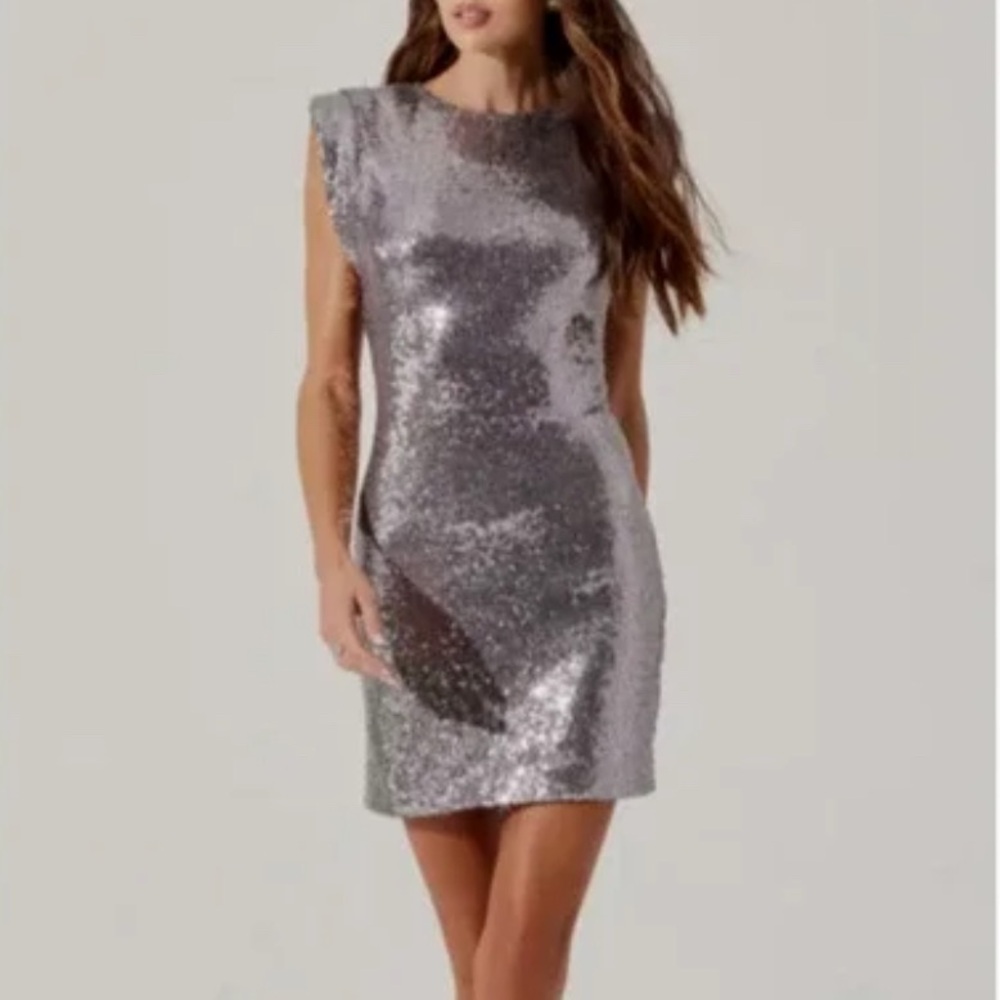 Astr Silver Sequin Mini Dress